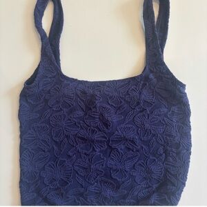 Navy Blue Floral Women's Top